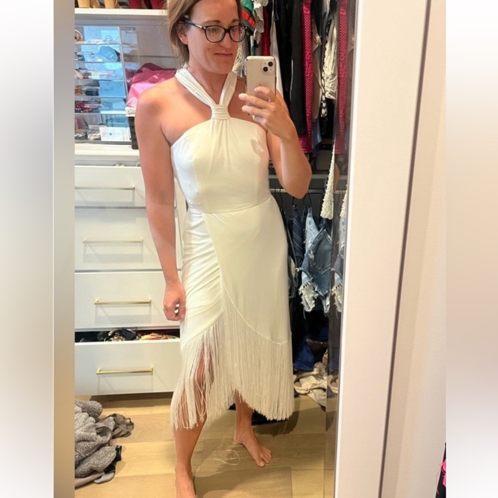 Anthropologie Hutch Fringe dress White NEW